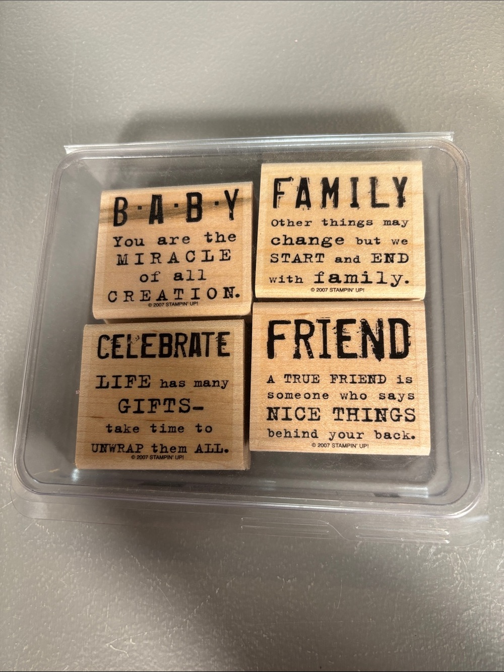 Stampin’ Up! That’s Nice 2007 Set of 4 Wood Mount Rubber Stamps Retired